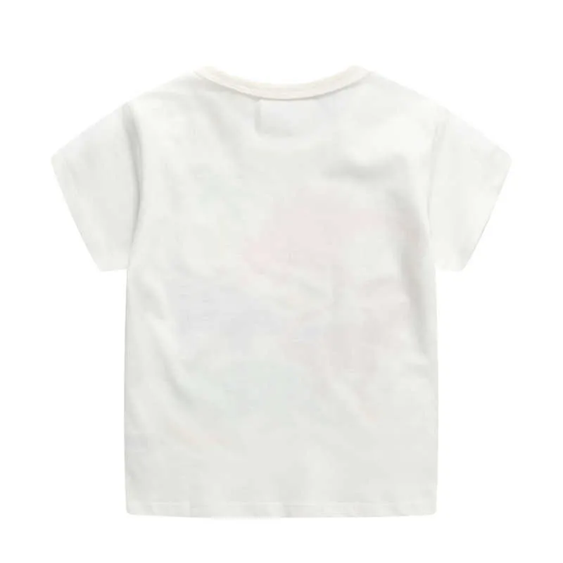점프 미터 소년을위한 여름 물고기 티셔츠 소녀 패션 키즈 옷 ees Ops 아기 면화 의상 210529