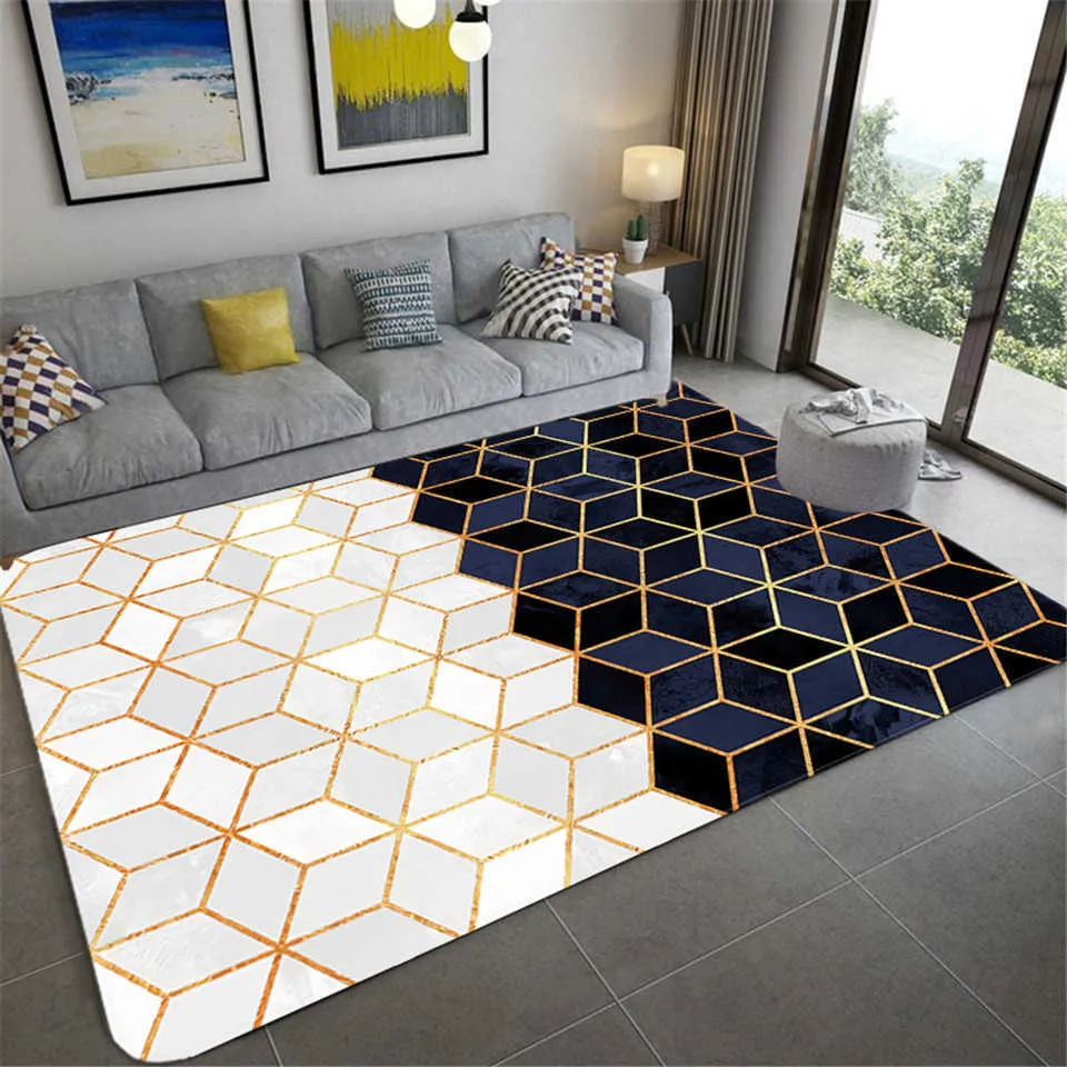 Nordic Gradient Gray Geometric Marble Carpet Living Room Fashion Luxury Room Carpet Floor Mats For Bedroom Bedside Rug Luxury 2103312t