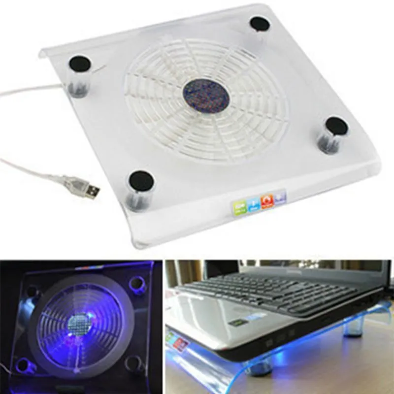 Laptop USB Cooling Big Fan LED Light Cooler Pad Stand 15