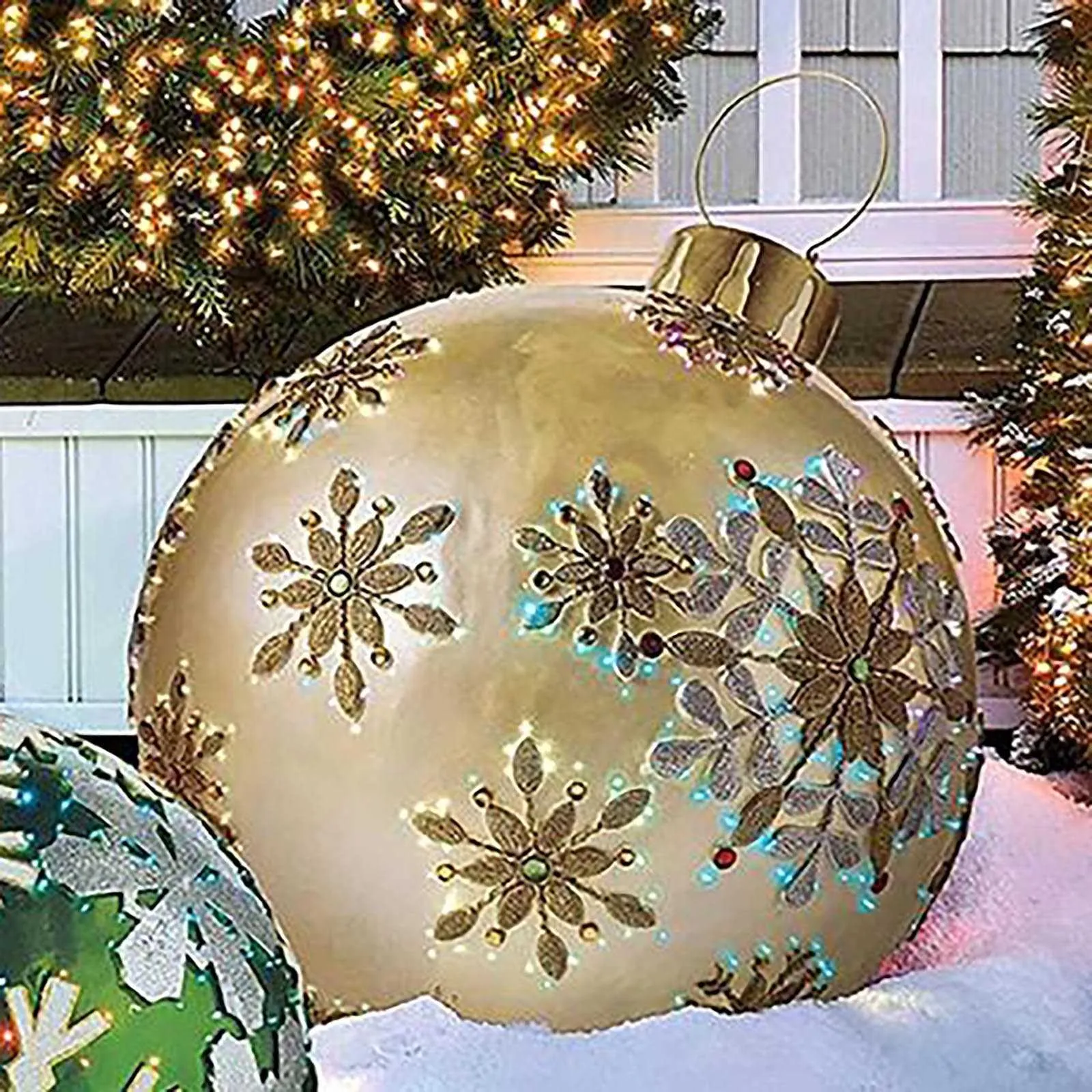 60cm Bolas de Natal Decorações de árvore Presente Hristmas para casa ao ar livre PVC Brinquedos Infláveis ​​211018
