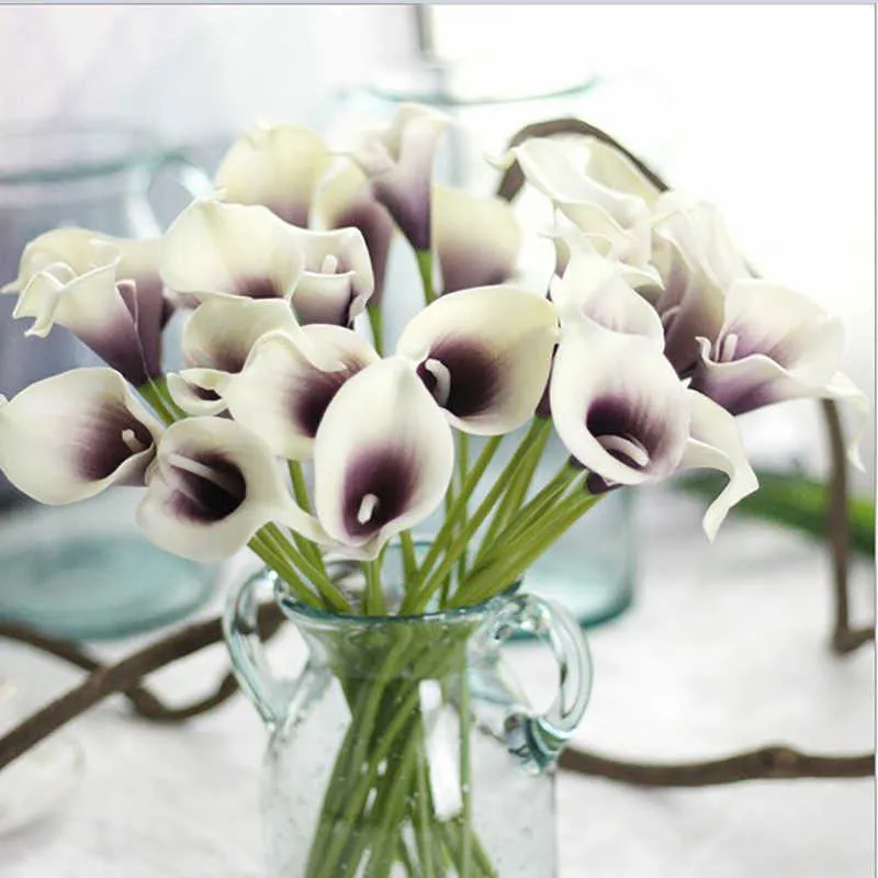 Real Touch Calla Lily Artificial Flowers Calla Lily Bouquet For Wedding Bouquet Bridal Home Flower Decoration Floral Arrangement Y0630