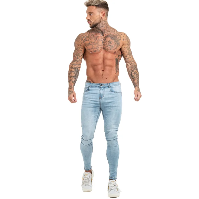 Мужские брюки GINGTTO, джинсы скинни, мужские джинсовые брюки в стиле хип-хоп, джинсовая мужская одежда больших размеров, летняя облегающая посадка ICON Legend London 22211s