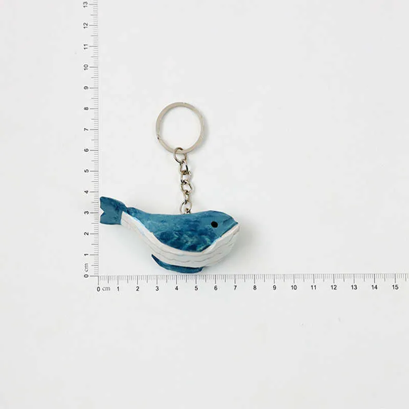 Sculpté à la main bricolage baleine porte-clés mignon sculpture sur bois pendentif pour voiture sac porte-clés personnalité porte-clés charmes Saint Valentin cadeau G10278t