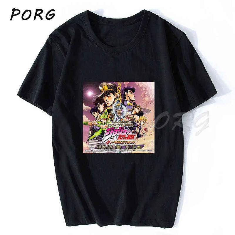 Jojos Bizarre Adventure Vintage Men Manga T-shirt Harajuku Streetwear Cotton Camisetas Hombre Men Vaporwave Japan Anime Shirt G220223