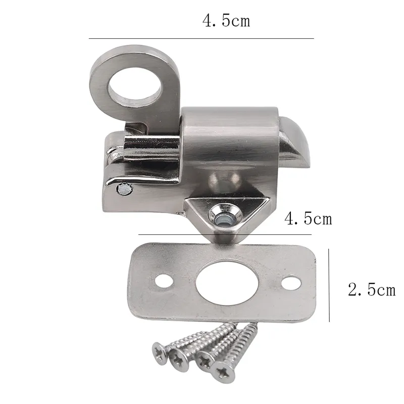 Zinklegering Deurbout Vergrendeling Lock Window Gate Security Pull Ring Spring Bounce Deur Bolt Safty Gate Latch W / Schroef Zilver