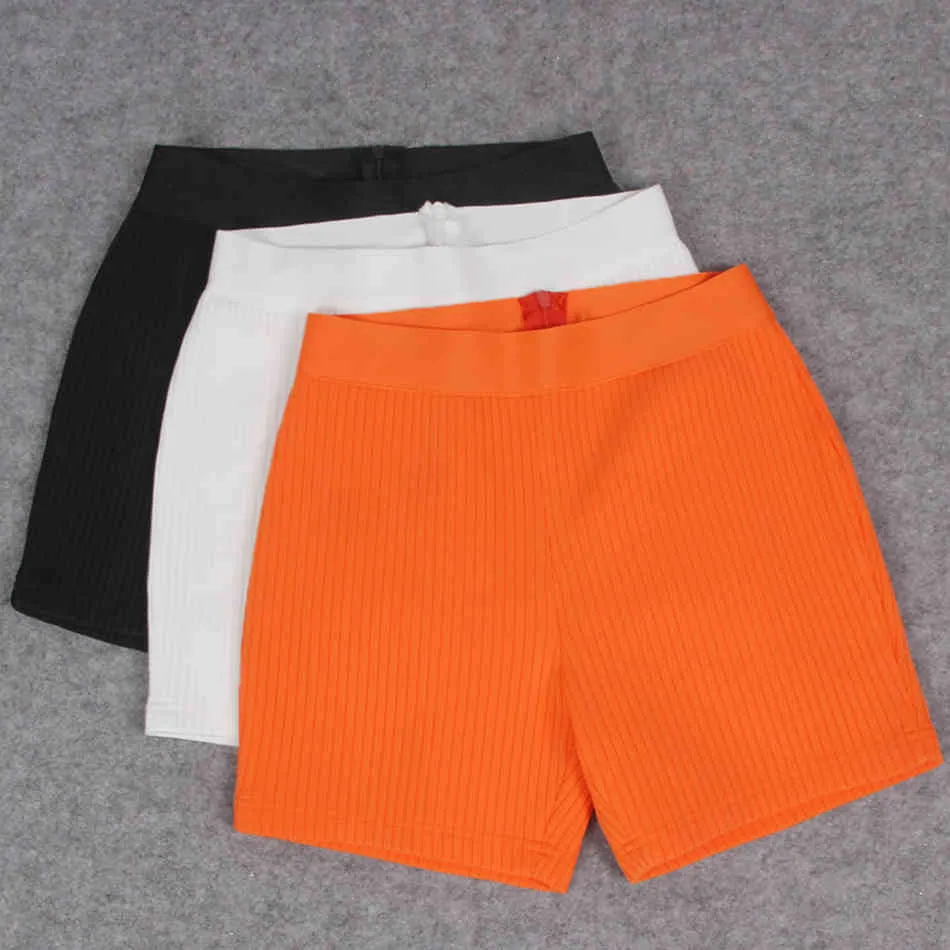 Free Spring Damen-Rayon-Verband-Shorts, lässig, elastisches Band, Reißverschluss hinten, Heimservice 210524