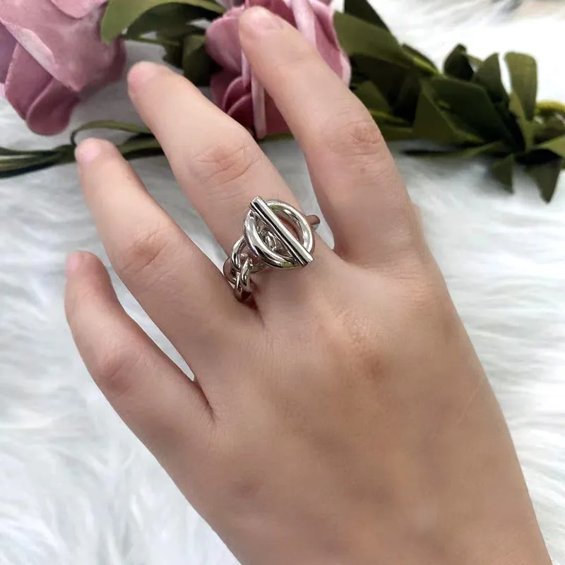 Slovecabin Vintage erkek mücevher 925 STERLING Gümüş Kilit Alyans Bague Femme Marage Argent Kadınlar için 220216