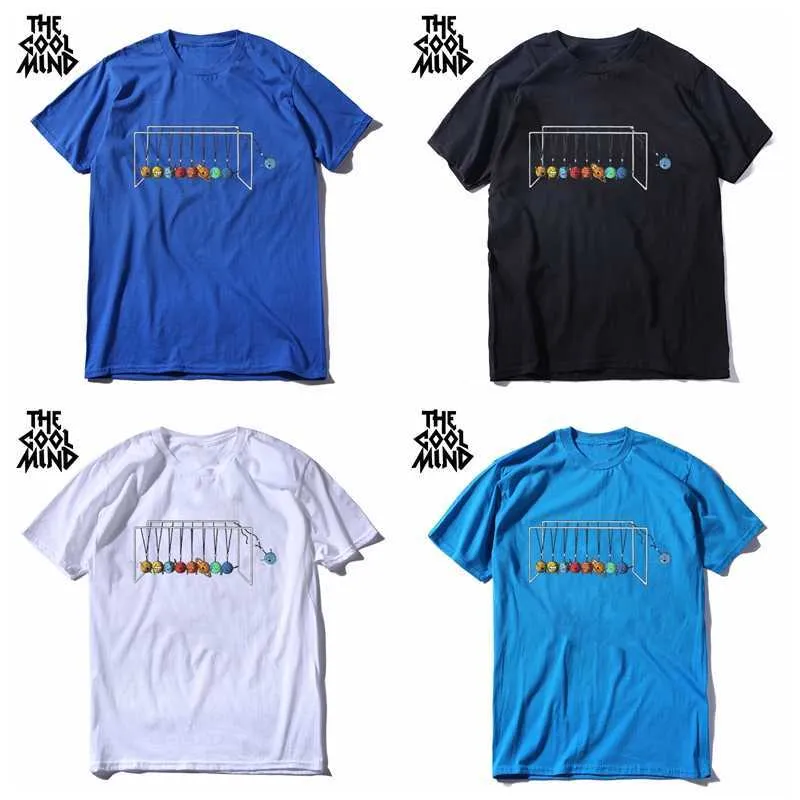 Coolmind 100％コットン半袖スペース面白い男性Tシャツカジュアルクールな夏男性OネックルーズS 210629