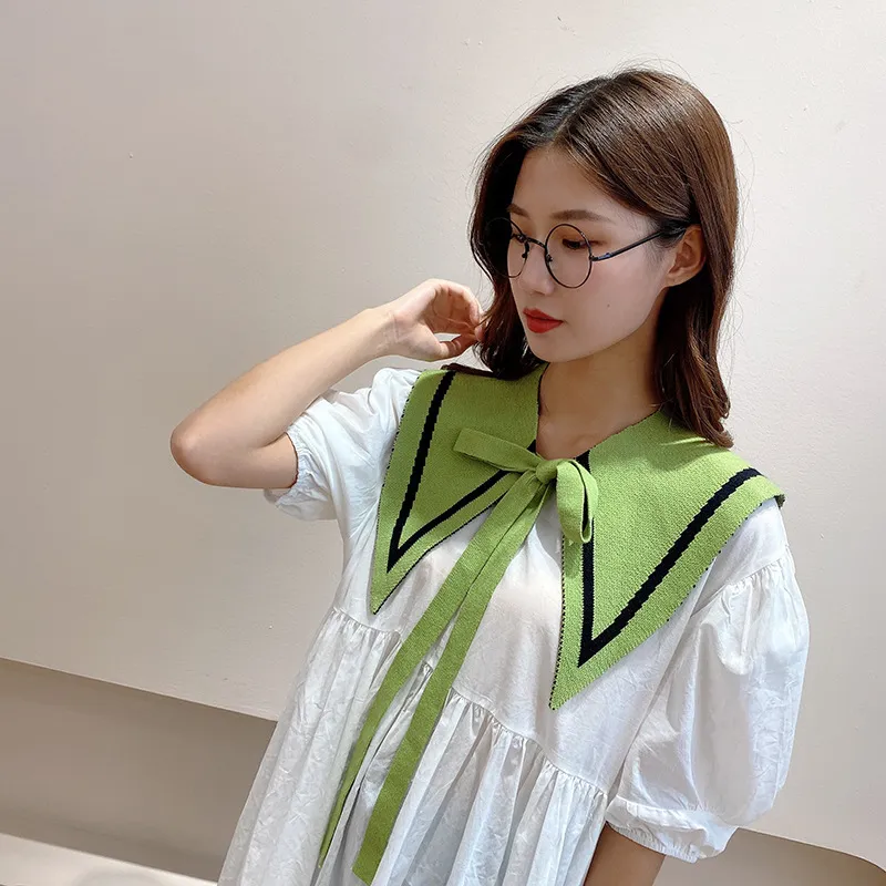 Spring Summer Bowknot Fake Collar Women Female Knited Versatile Sunscreen Air Conditioning Room Shoulder Shawl Scarf