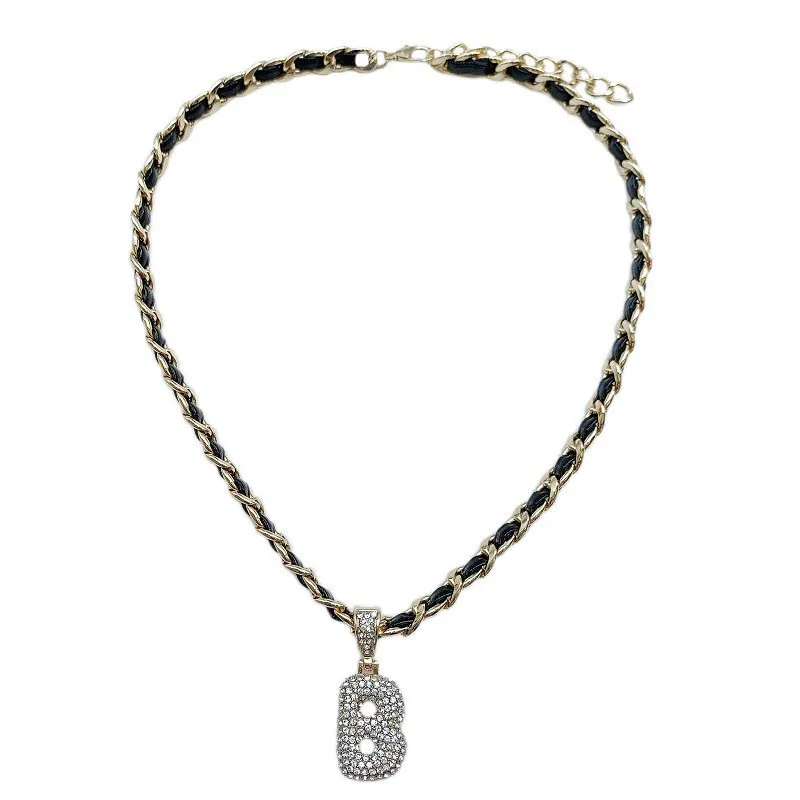 TIMEONLY Ciondolo a forma di onda in metallo in pelle nera moda giapponese gioielli da donna con strass Bling B Neckalces