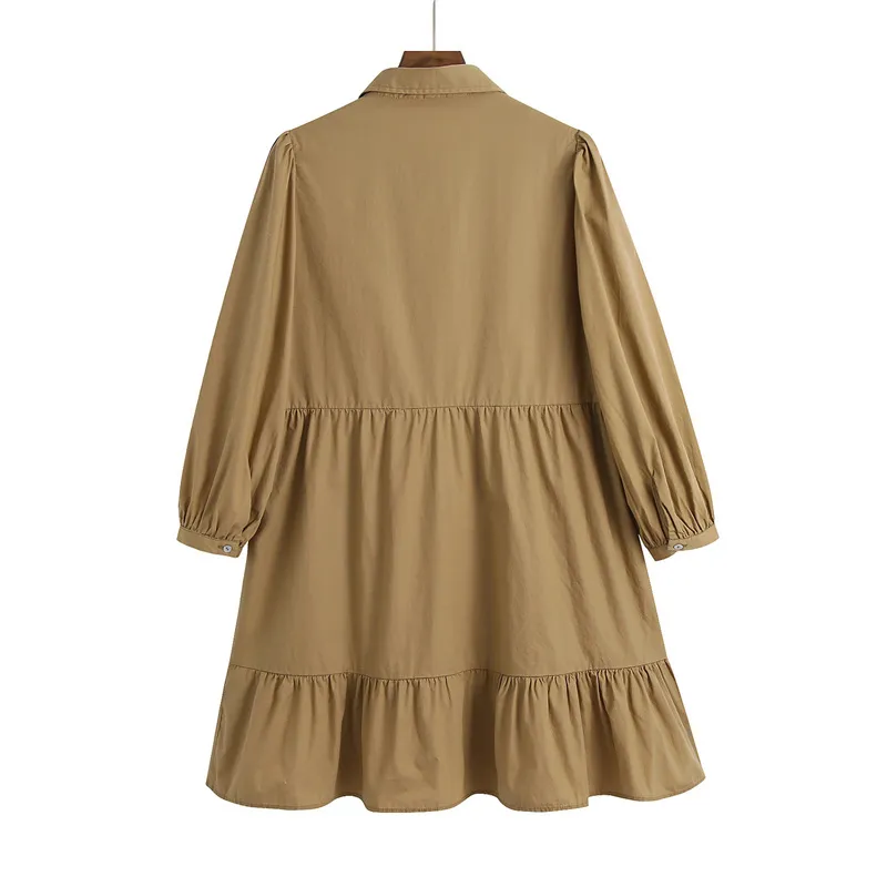 Lente herfst mini jurk vrouwen elegante revers drie kwart mouwen solid feestjurken casual slanke vestidos 210430