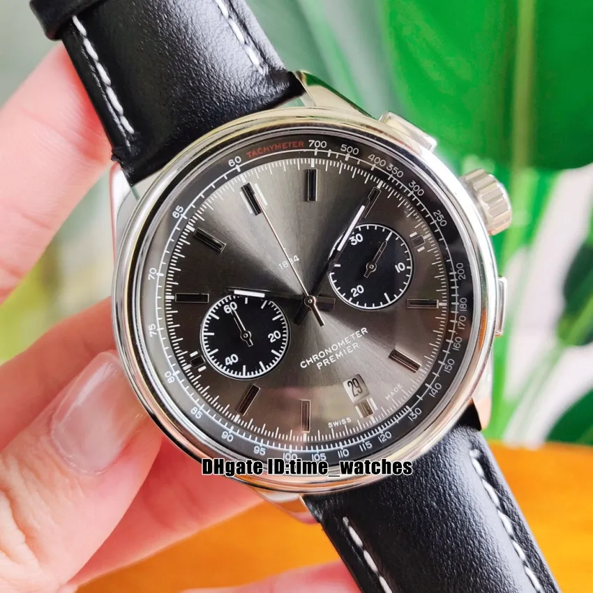 New Premier B01 42mm Miyota VK Quartz Chronograph Mens Watch AB0118371B1X1 Black Dial Leather Strap Silver Case Fashion Date Gents231w