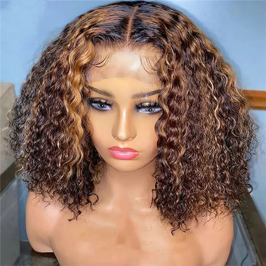 2021Blonde Ombre Water Wave Lace Front Wig Brazillian Virgin Hd Highlight Bob Loose Deep Wave Wig Curly Lace Front Human Hair Wigs2535066