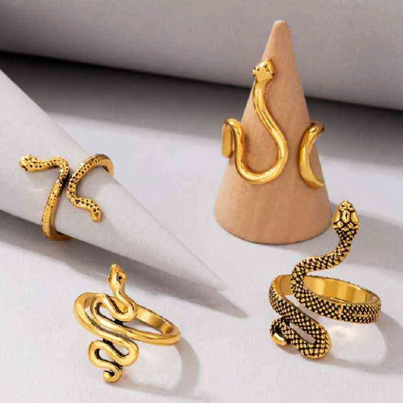/ set vintage personlighet djurfinger ringar uppsättning överdrivna metall orm ring smycken för kvinnor flickor party tillbehör ny G1125