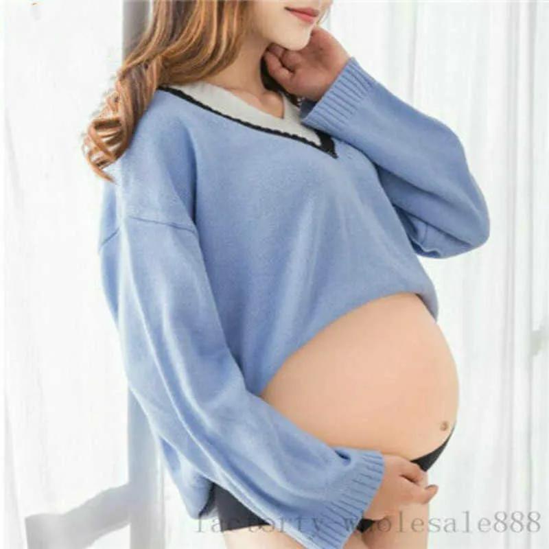 2020 gelatina de silicona falsa embarazada artificial bebé Bump prueba de vientre cuerpo completo Shapewear Bodyshaper cintura Shaper de talla grande