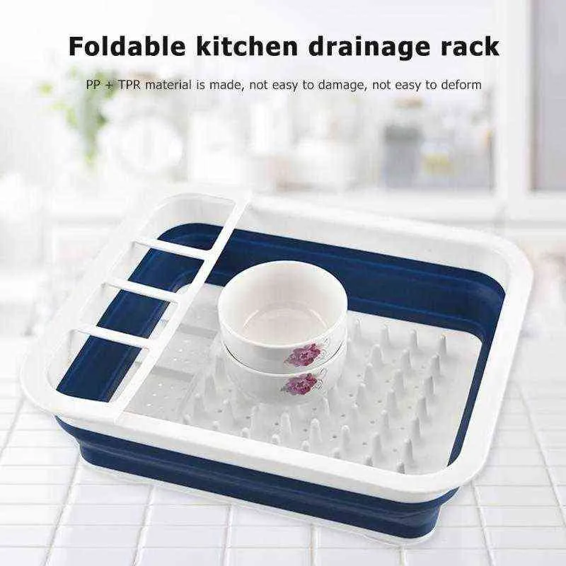 Support de vaisselle pliable Support de rangement de cuisine Égouttoir Bol Vaisselle Plaque de séchage portable Étagère à la maison Organisateur de vaisselle 211110