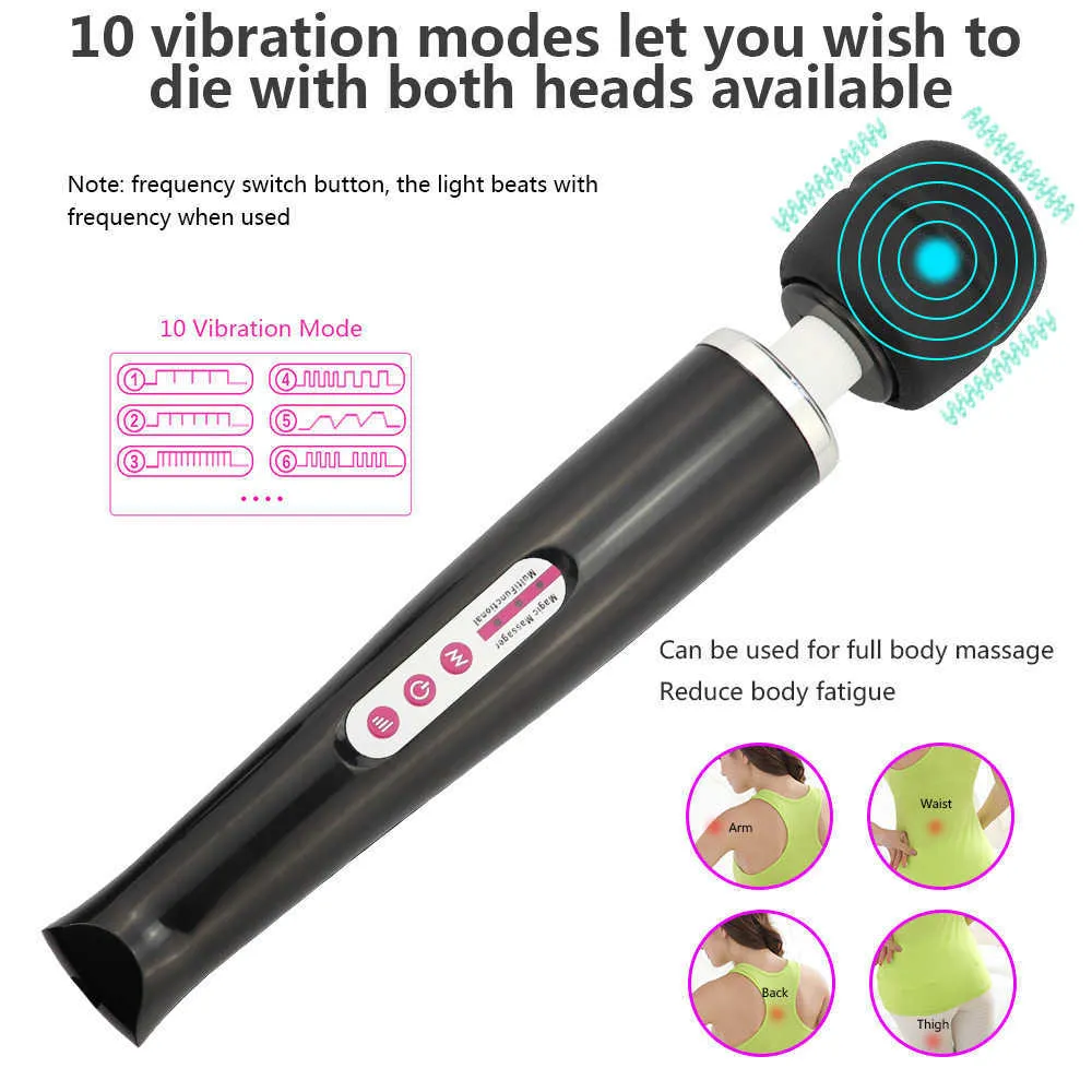 Enorma magiska trollstav vibrator klitoris stimulator sexiga leksaker för kvinna kraftfull USB -laddning av stick vibratorer kvinnor vuxna produkter