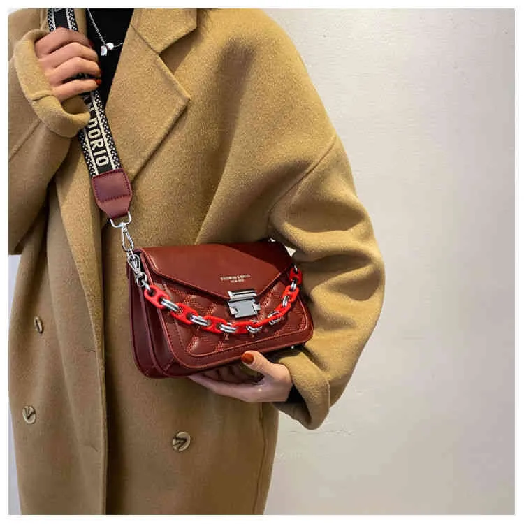 Lücke Fabrikcode Hohe Qualität Tasche Frauen Neue Mode Vielseitige Eins Schulter Messenger Bag Retro Hongkong Stil Breitbandkette Kleines Quadrat