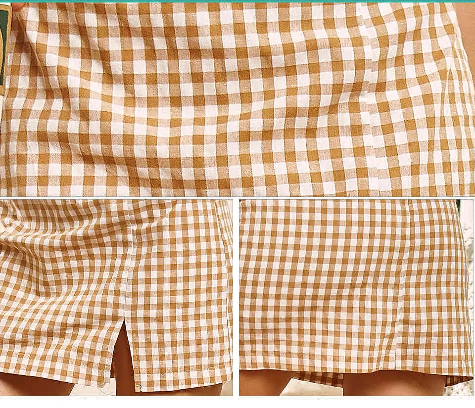 Kvinnors Split Hem Bodycon Kort Mini Skirt Fashion Plaid Printing Sexig Elegant Hög Midja Sheath Wrap Kjolar Kort A-Line Spli X0428