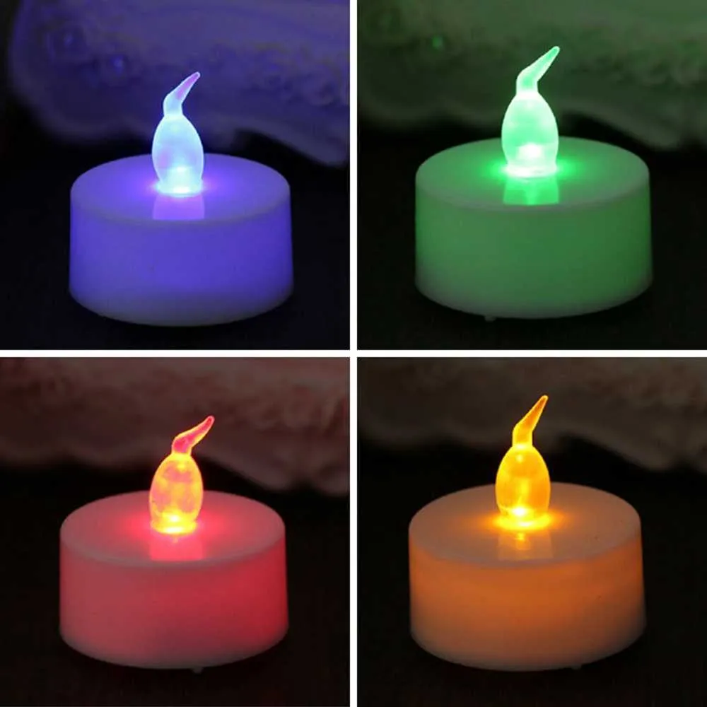 24 Pz / lotto LED Candela Tea Light Lampada alimentata a batteria Colore Simulazione Fiamma Tea Light Wedding Home Party Decoration Candele finte 210702