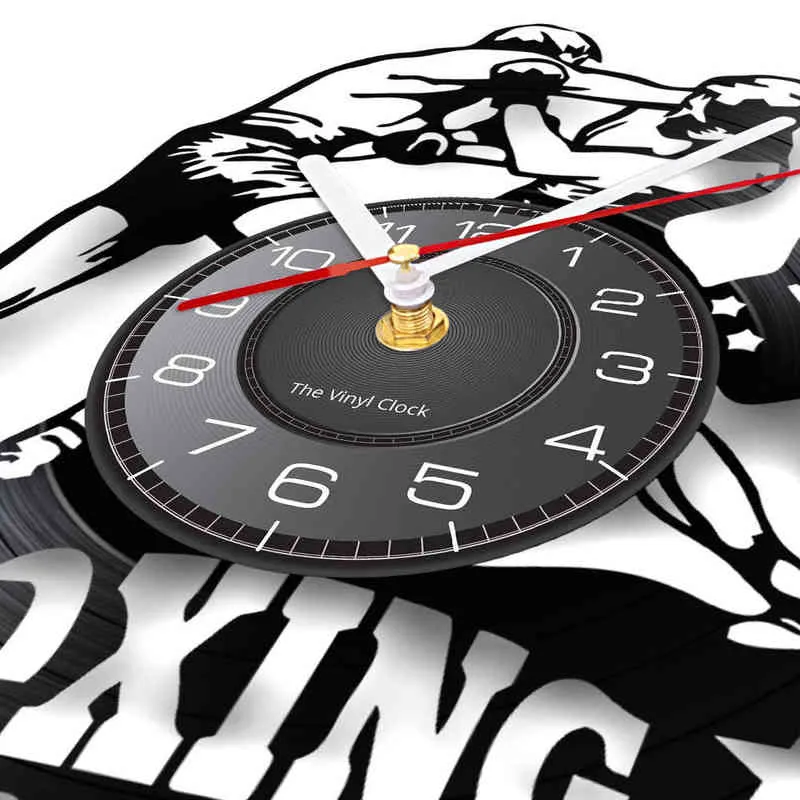 ビニール時計ボクサーチャンピオンズジム戦闘壁の壁アートビニールアルバムディスク工芸時計H1230