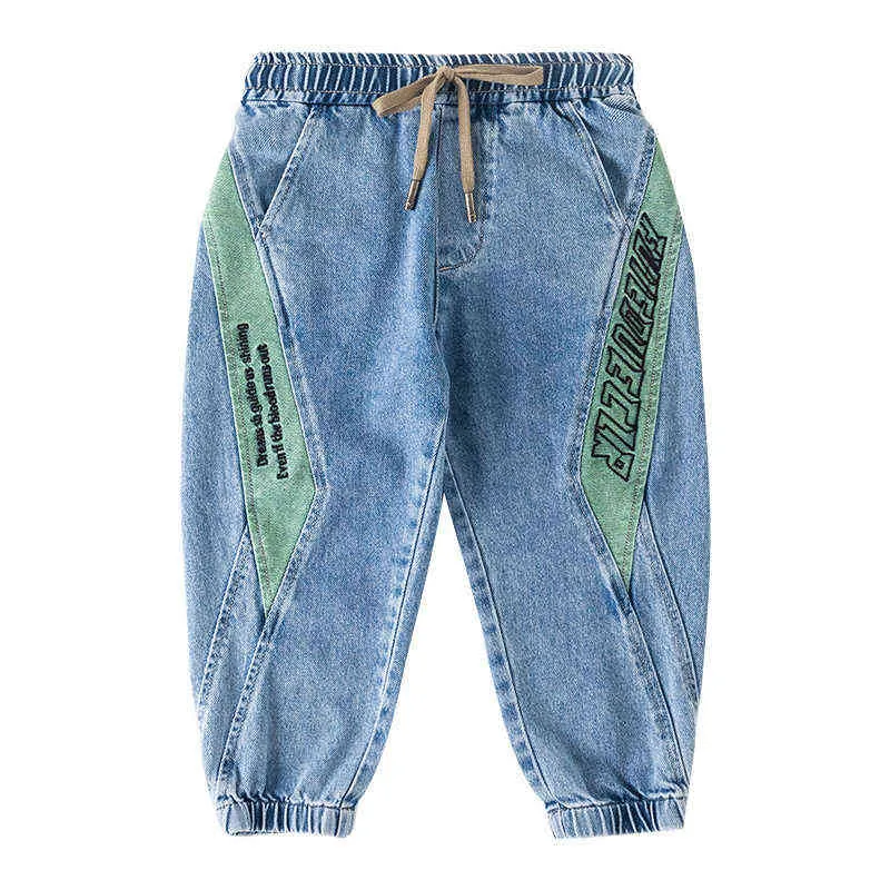 Хип-хоп мальчиков джинсы боковые лоскутные джинс гарем брюки ковбой ребенок мальчики брюки дети осень новых повседневных джинсов детская одежда G1220