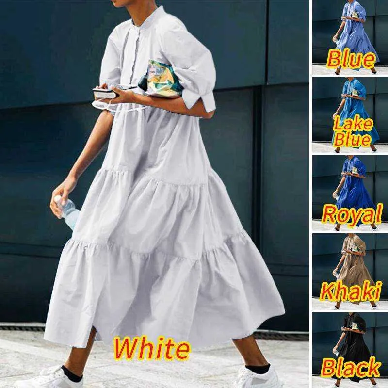 Женские летние сарафаны Элегантное платье пляж винтажного свинга партии длинное платье 2021 Vonda Bohemian Vestidos плюс размер повседневная одежда X0521