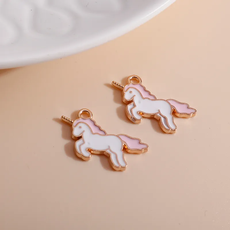 2017mm Enamel Lucky Unicorn Charms for Necklaces Pendants Earrings DIY Colorful Animal Charms Jewelry Accessories Making4311548