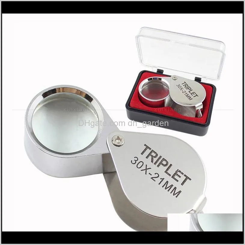 mini 30x21mm loupes jewelry diamond magnifiers magnifying glass ingenious portable loupe magnifier silver color with retail box wcw140