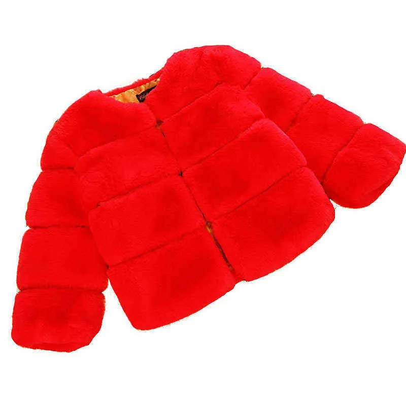 Baby Girls Faux Fur Coat Winter Children Long Sleeve Christmas Jacket Warm Kids Snow Outerwear Clothing 211203