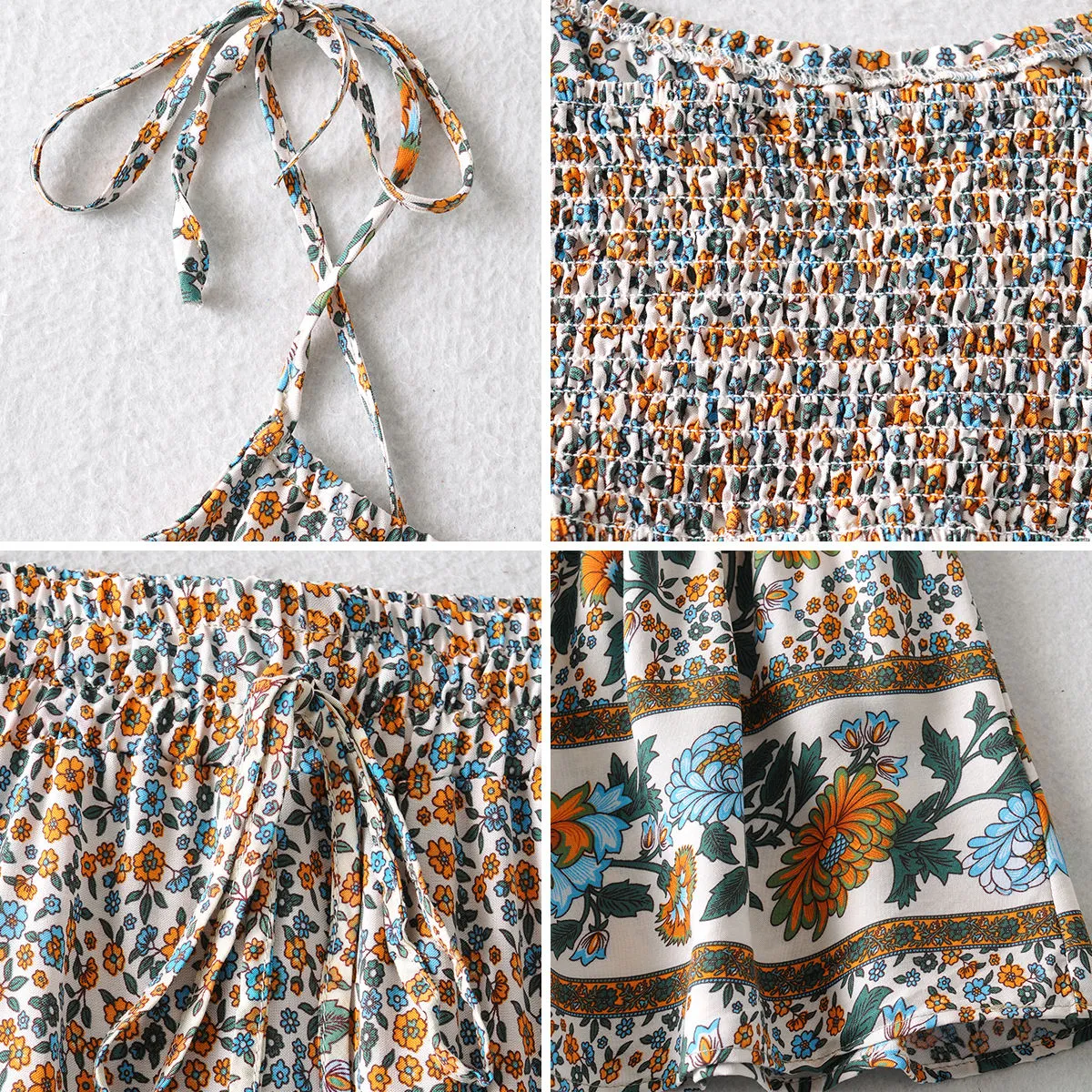 Jastie Zestawy Damskie Stroje Letnie Boho Floral Printed Crop Top Elastyczna Talia Mini Spódnica Dwie ceny Ustaw Sukienka Plaża 210419