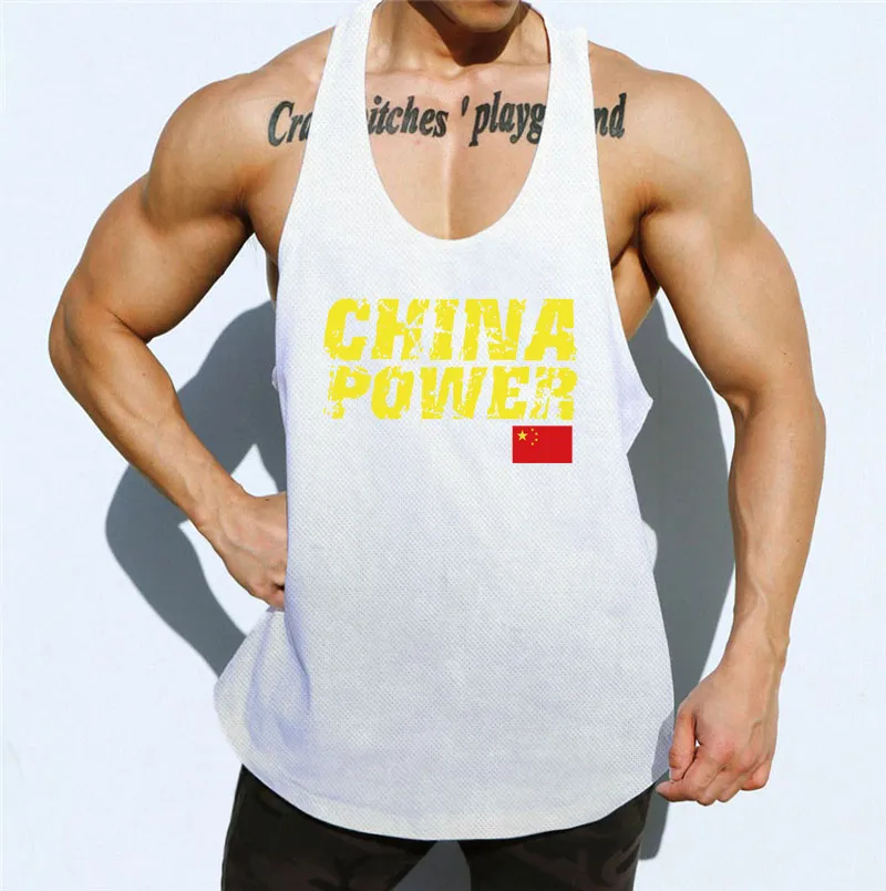 Çin Güç Erkek Örgü Fitness Giyim Salonu Stringer Tank Top Erkekler Vücut Geliştirme Yelek Egzersiz Atlet Koşu Kolsuz Gömlek 210421