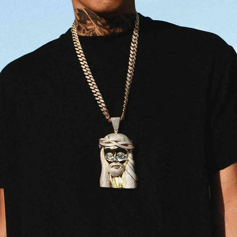 Ожерелье с подвеской Jus большого размера для мужчин Ice Out в стиле хип-хоп Jewelry254t