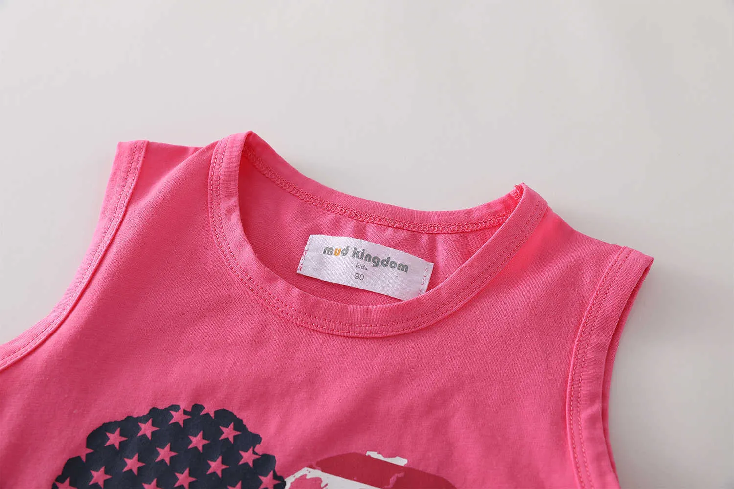 Mudkingdom 소녀는 7 월 4 일에 애국적인 미국 국기 유아 옷을 입고 소녀 여름 의상을위한 스커트 양복 210615