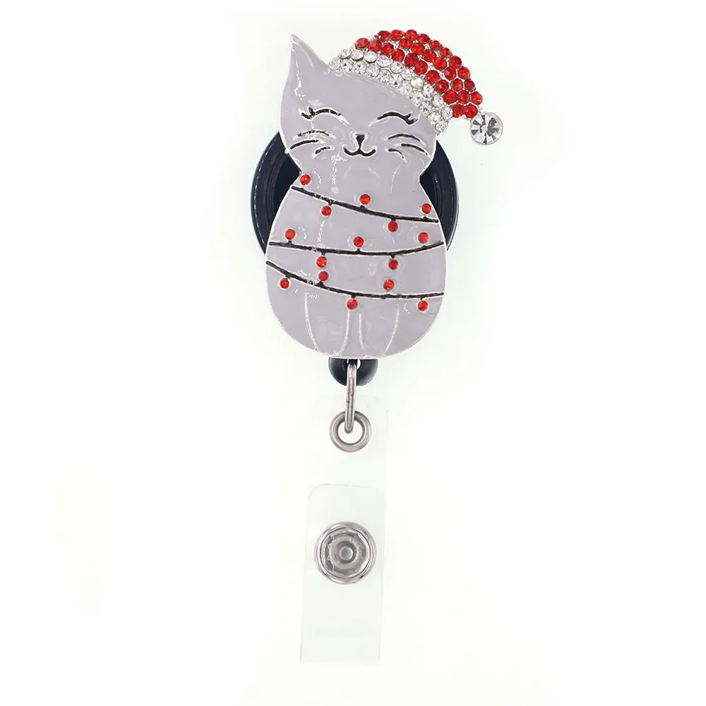 Najnowsze pierścienie kluczowe Święta Święty Święty Święty Święty Święto Snowman Dog Rhinestone Sconeble Holiday Id Holder for Nodion