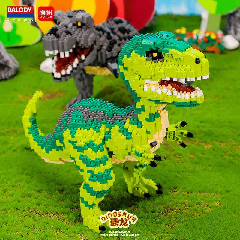 16089 16088 Мини -блоки Зеленый динозавр