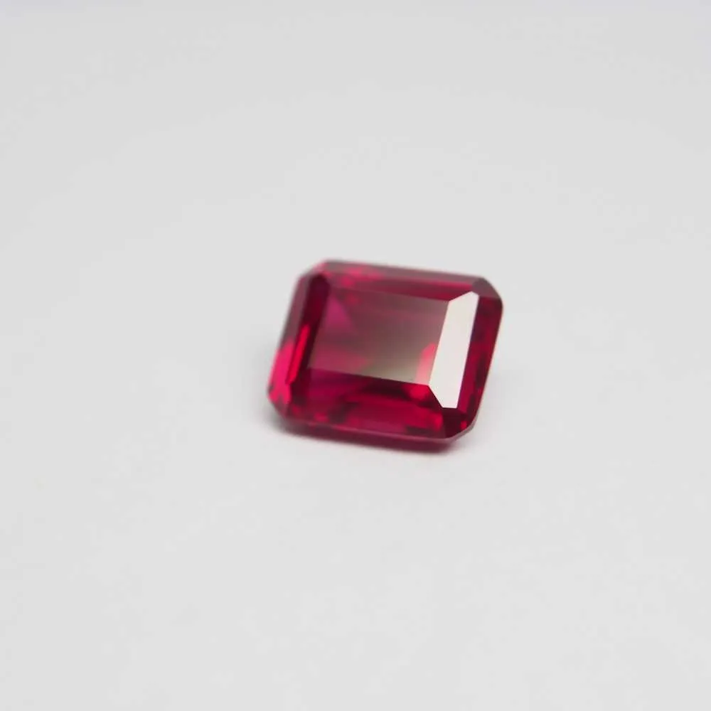 8 * 10mm 5 pezzi / lotto 4 carati laboratorio di alta qualità rosso rubino corindone taglio smeraldo pietra preziosa allentata anello di moda BIY che fa H1015