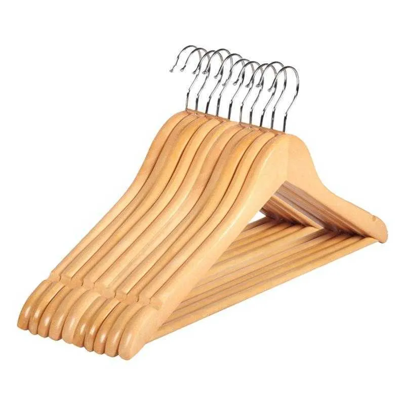 10 Uds percha de madera maciza perchas antideslizantes perchas para ropa camisas suéteres percha para ropa tendedero para el hogar 210702