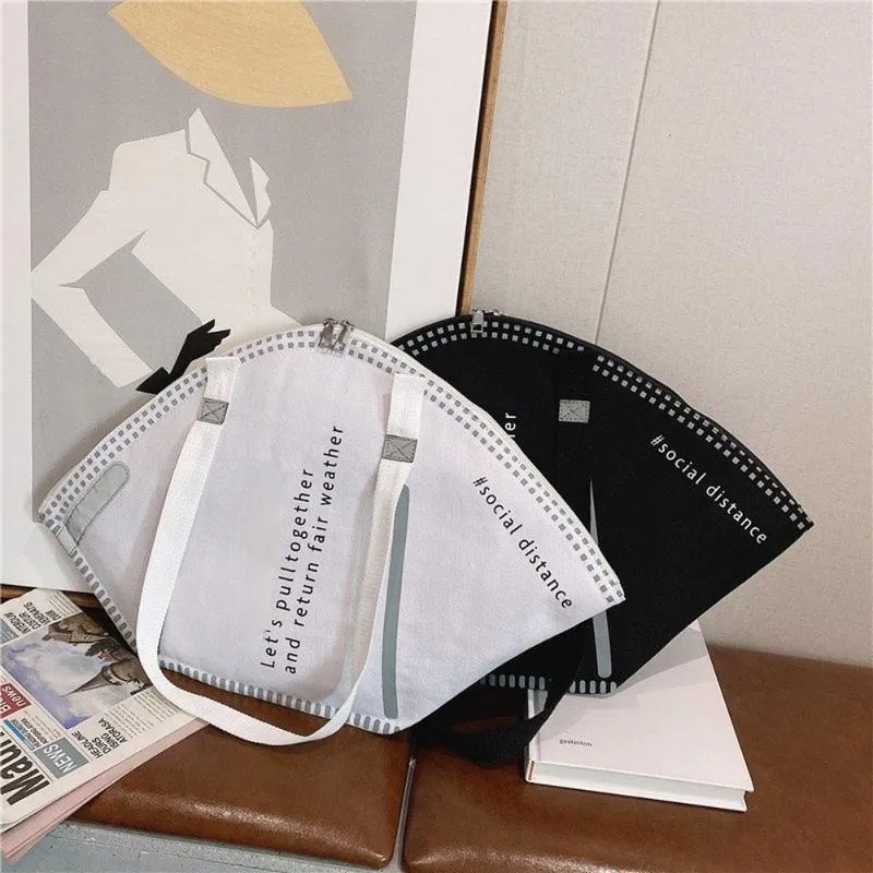 Bolsas de noite máscara máscara de forma de designer bolsa de lona feminina ombro impressão de ombro de grande capacidade bolsa de bolsa fêmea crossbody to252i