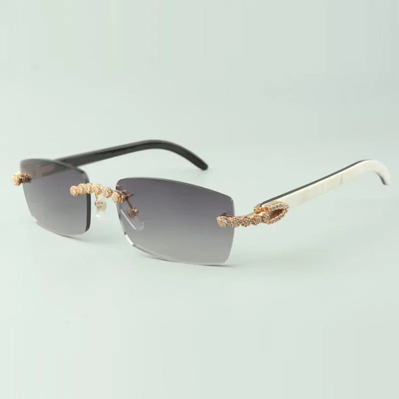 2022 Bouquet Diamond Sunglasses 3524012 with Natural mixed buffalo Horn glasses Lens 3 0 Thickness247v