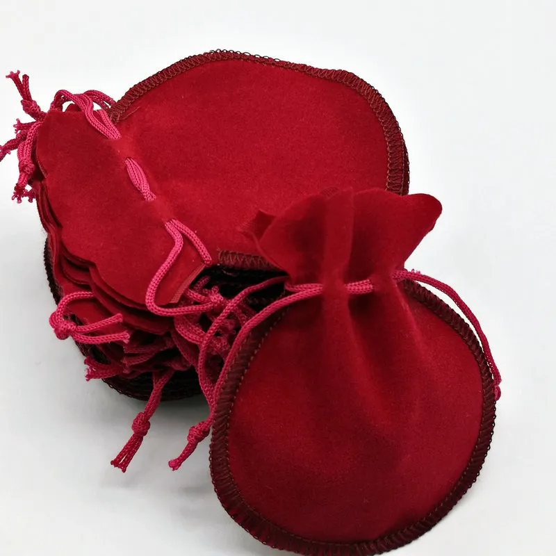 Organisateur de boîte cadeau 7x8cm cordon de serrage en velours rouge/bijoux sac de mariage de noël