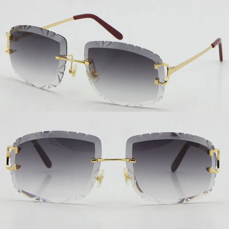 piccadilly irregular frameless diamond cut lens Sunglasses women or Man Unisex Rimless Carved outdoors driving glasses fashion Eye3000