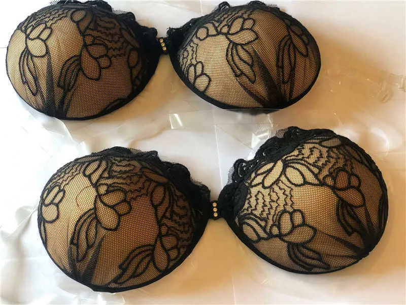 Reggiseno magico autoadesivo spesso push up senza schienale senza spalline chiusura anteriore stick su gel di silicone rinforzatore di scollatura reggiseno invisibile 210623