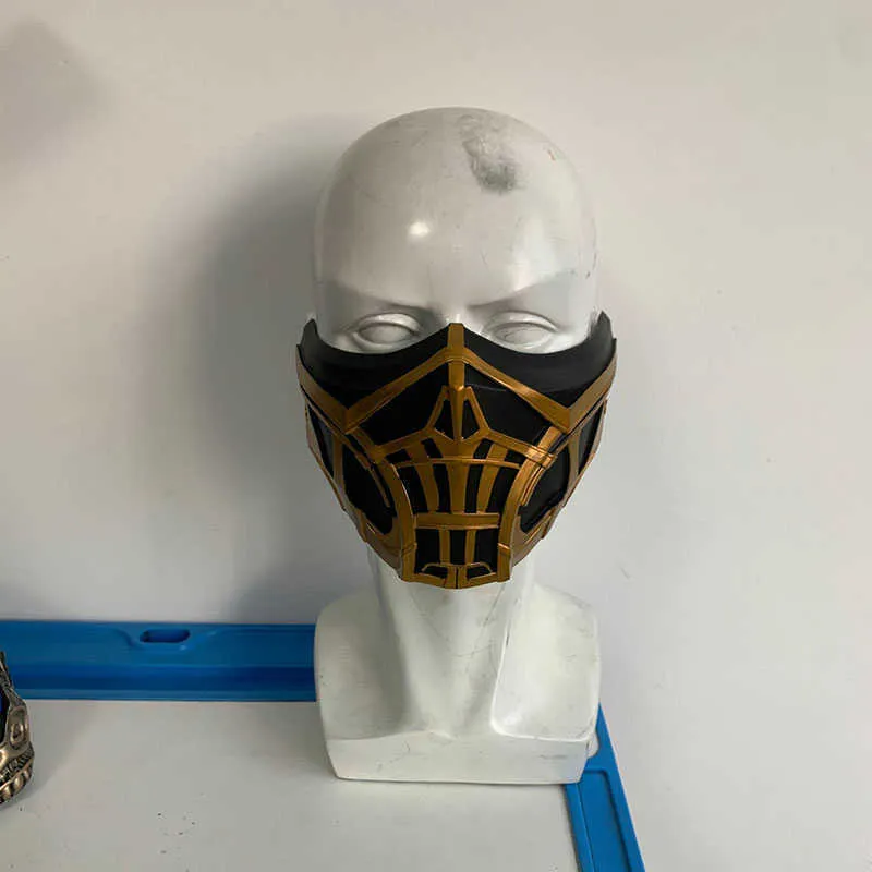 2021 Mortal Kombat Sub-Zero Scorpion Cosplay Masks PVC Half Face Halloween Rollspel Kostym Props X0803269N