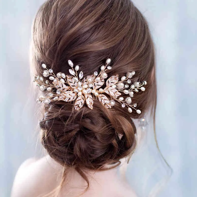 Blumenzubehör Braut Kopfschmuck Perle Strass Hochzeit Kamm Frauen Haarschmuck Dekoration