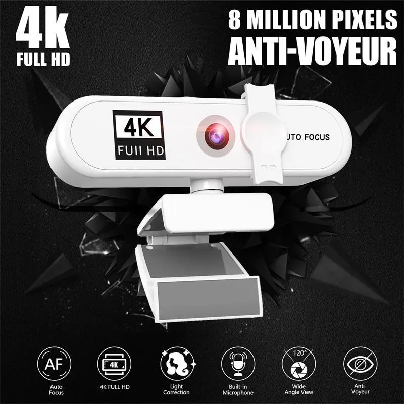 Nouvelle caméra Web Full HD 4K 2K 1080P 120 degrés mise au point automatique ordinateur PC portable Webcam Youtube diffusion en direct vidéoconférence
