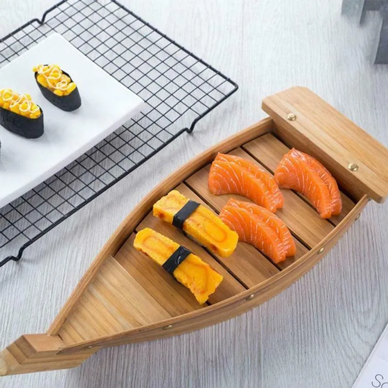 Flatware Sets 37x15 3x7cm Japanese Cuisine Sushi Boats Tools Wood Handmade Simple Ship Sashimi Assorted Cold Dishes Tableware Bar272P