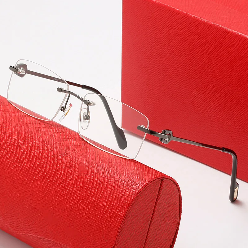 Hele randloze modehardware serie zonnebril metalen rijglazen hoogwaardige ontwerper UV400 rechthoekige vorm voor mannen w2867