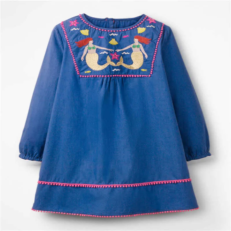 Robes de filles pour l'automne printemps coton princesse fête porter des vêtements de bébé à manches longues Festival de vaisseaux spatiaux 210529