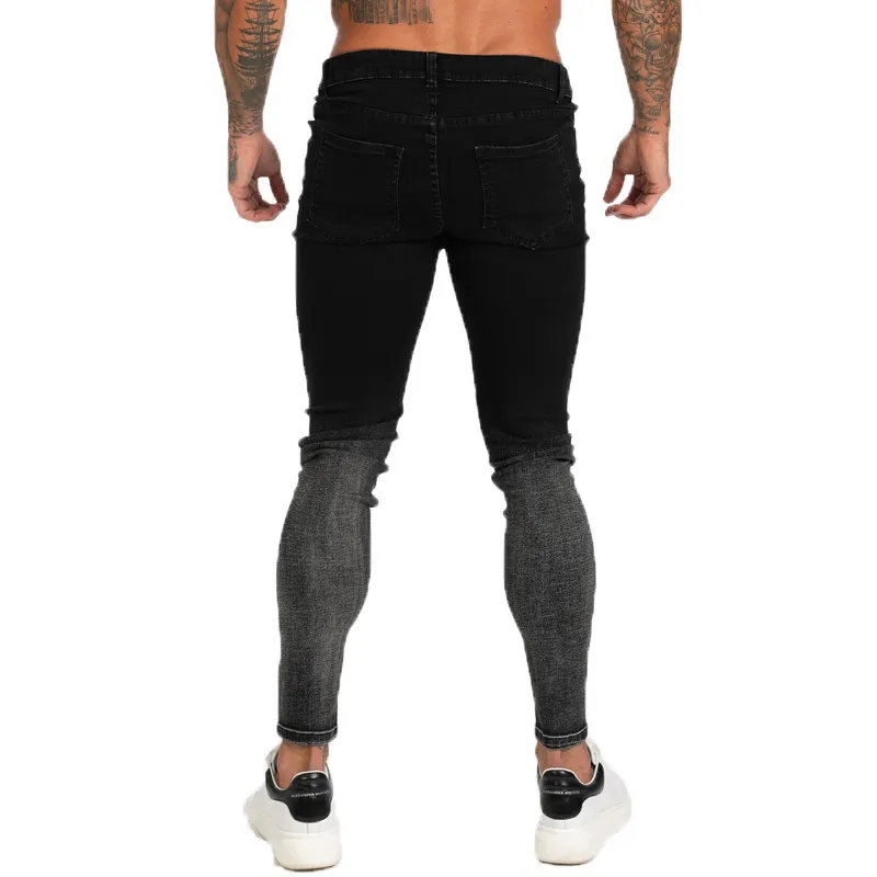 Gingtto byxor slim passform super skinny jeans för män gata slitage hio hop ankel tight cut nära kroppen stor storlek stretc